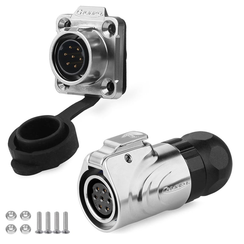 CNLINKO LP16 7-Pin Reverse Mount Female Plug and Male Socket for Automotive Machinery Outdoor Use IP68 Waterproof Circular Connector Metal Shell Quick-Connect Aviation Connector (7-Pin) - Image 1